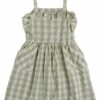 Thalia Pinafore seersucker gingham in seagrass 1 scaled Фустан Талија Little Cotton Clothes